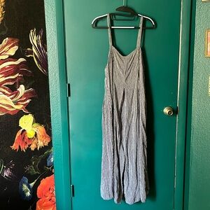 Anthropologie MTWTFSaturday Sunday Navy&White Striped  Wide Leg Jumpsuit Size L